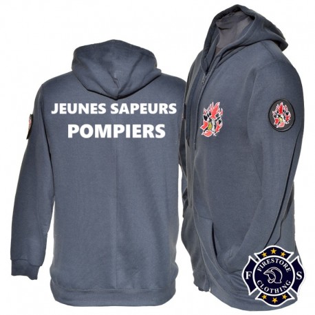 Sweat Jeunes Sapeurs-Pompiers "full zip avec capuche"